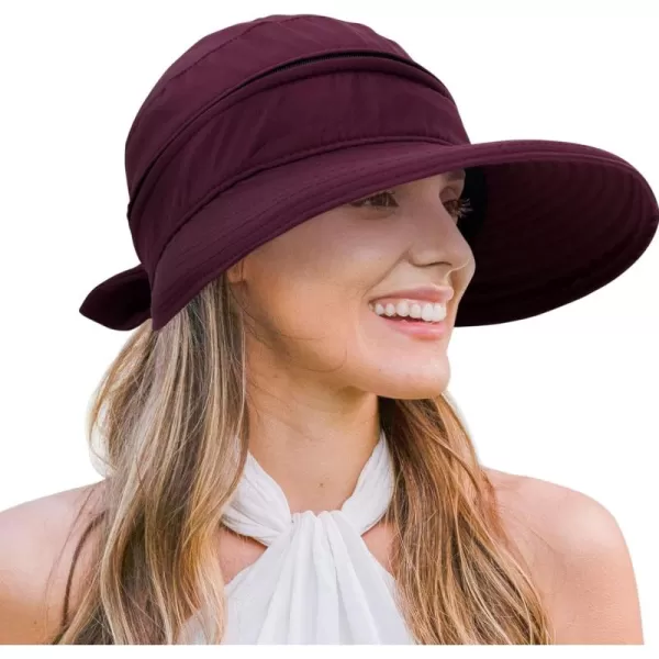 Verabella Womens Beach Hat Summer    for Hiking Sun Protection Visor Sun Protection HatBurgundy