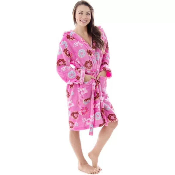 Verabella Womens Winter Soft Plush Long Sleeve Hooded Bath Lounge Robe