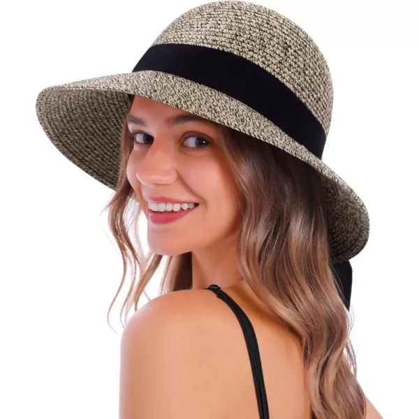 Womens Sun Hats UV Protection Large Wide Brim Hat Women Packable Sun Hat for Women Straw HatsBrown