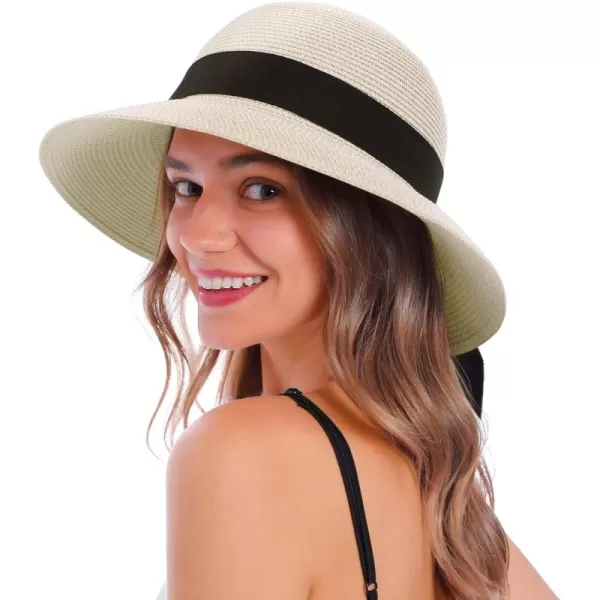 Womens Sun Hats UV Protection Large Wide Brim Hat Women Packable Sun Hat for Women Straw HatsMixed Beige