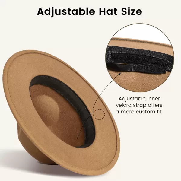 Verabella Fedora for Women Winter Classic Wool Fedora Panama Hat with Belt BuckleDark Camel