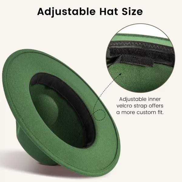 Verabella Fedora for Women Winter Classic Wool Fedora Panama Hat with Belt BuckleGreen