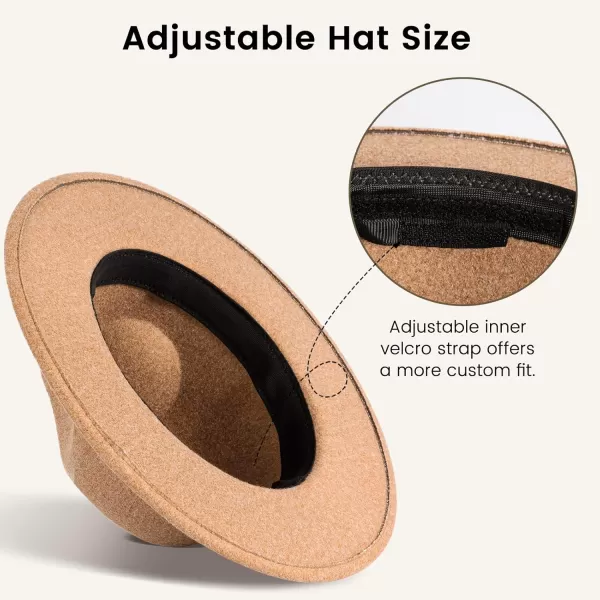 Verabella Fedora for Women Winter Classic Wool Fedora Panama Hat with Belt BuckleKhaki