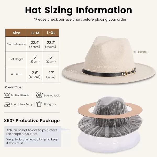 Verabella Fedora for Women Winter Classic Wool Fedora Panama Hat with Belt BuckleShrimp