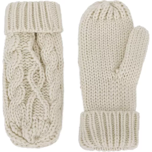 Verabella Women ampamp Mens 3 in 1 Winter Warm Knit Beanie Hat Scarf and Mittens SetBeige
