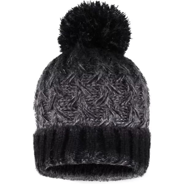 Verabella Women ampamp Mens 3 in 1 Winter Warm Knit Beanie Hat Scarf and Mittens SetBlackGrey