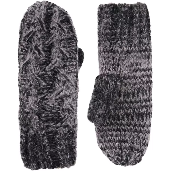Verabella Women ampamp Mens 3 in 1 Winter Warm Knit Beanie Hat Scarf and Mittens SetBlackGrey