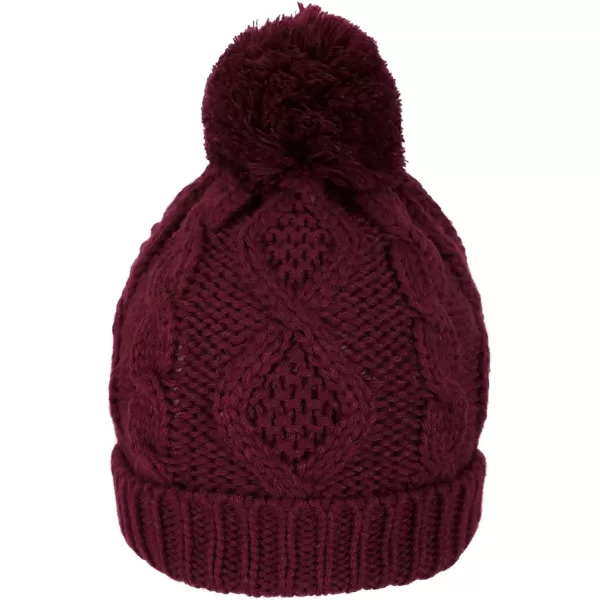 Verabella Women ampamp Mens 3 in 1 Winter Warm Knit Beanie Hat Scarf and Mittens SetBurgundy