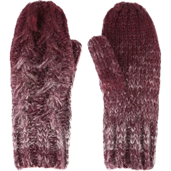 Verabella Women ampamp Mens 3 in 1 Winter Warm Knit Beanie Hat Scarf and Mittens SetBurgundyLight Grey