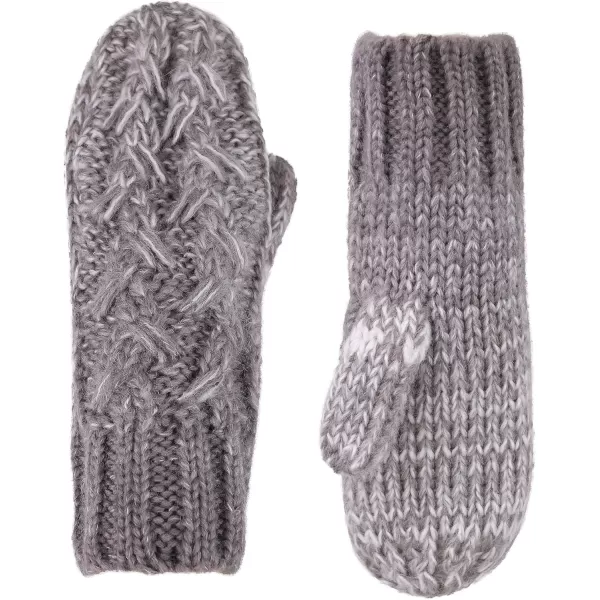 Verabella Women ampamp Mens 3 in 1 Winter Warm Knit Beanie Hat Scarf and Mittens SetCharcoalLight Grey