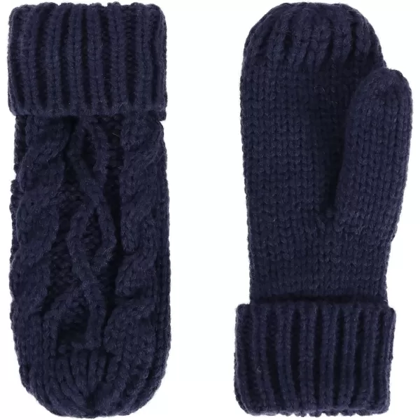 Verabella Women ampamp Mens 3 in 1 Winter Warm Knit Beanie Hat Scarf and Mittens SetNavy