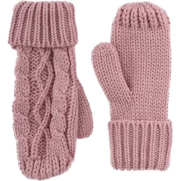 Verabella Women ampamp Mens 3 in 1 Winter Warm Knit Beanie Hat Scarf and Mittens SetPink