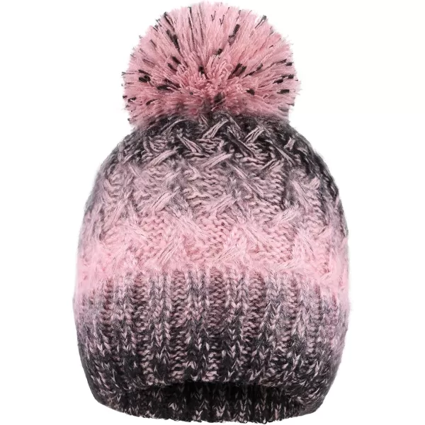 Verabella Women ampamp Mens 3 in 1 Winter Warm Knit Beanie Hat Scarf and Mittens SetPinkBlack