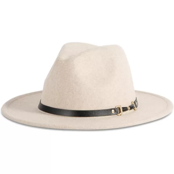 Verabella Fedora for Women Winter Classic Wool Fedora Panama Hat with Belt BuckleShrimp