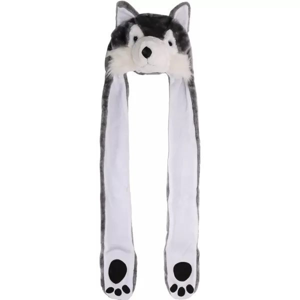 Animal Hood Hat Scarf and Mitten Gloves 3in1 Multifunction Furry HoodieGrey