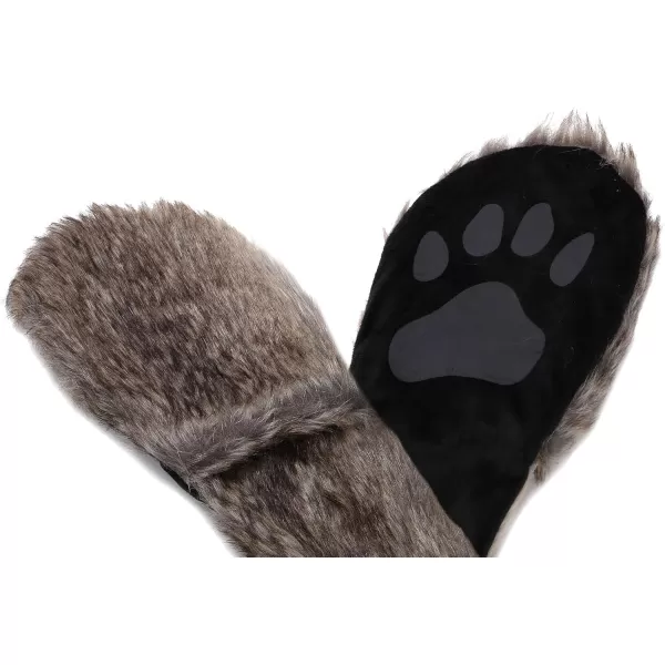 Animal Hood Hat Scarf and Mitten Gloves 3in1 Multifunction Furry HoodieGrey Wolf