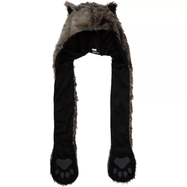 Animal Hood Hat Scarf and Mitten Gloves 3in1 Multifunction Furry HoodieGrey Wolf