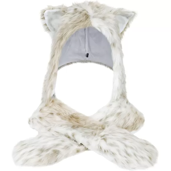 Animal Hood Hat Scarf and Mitten Gloves 3in1 Multifunction Furry HoodieLeopard