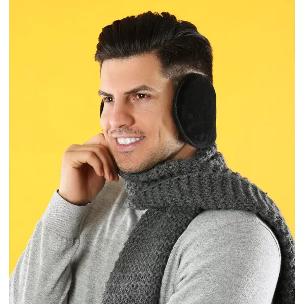 Verabella Men UltraSoft Plush Faux Fur Earmuffs Foldable Cold Weather Ear Muff Lined Trim Knits Ear WarmersBurgundy