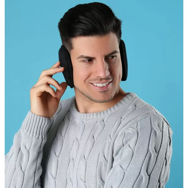Verabella Men UltraSoft Plush Faux Fur Earmuffs Foldable Cold Weather Ear Muff Lined Trim Knits Ear WarmersCharcoal