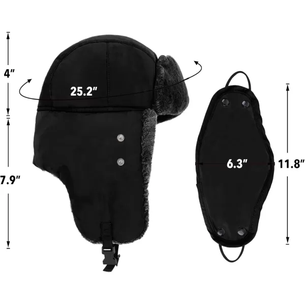 Winter Faux Fur Outdoor Trapper Cap Ushanka Russian Hats with Windproof FacemaskBlack