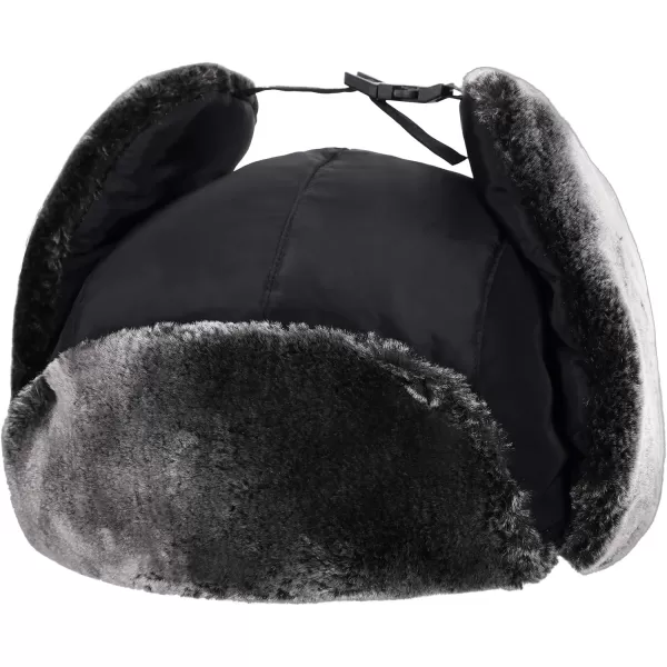 Winter Faux Fur Outdoor Trapper Cap Ushanka Russian Hats with Windproof FacemaskBlack