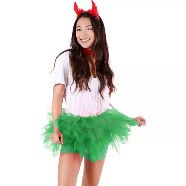Womens Retro 5 Layers Tulle Cosplay Costume Dance Tutu SkirtDark Green Tutu