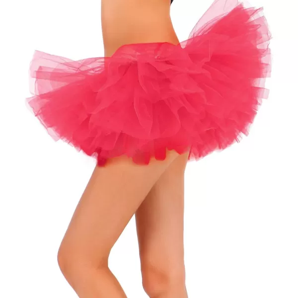 Womens Retro 5 Layers Tulle Cosplay Costume Dance Tutu SkirtHot Pink Tutu