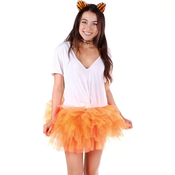 Womens Retro 5 Layers Tulle Cosplay Costume Dance Tutu SkirtOrange Tutu