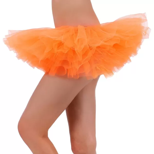 Womens Retro 5 Layers Tulle Cosplay Costume Dance Tutu SkirtOrange Tutu