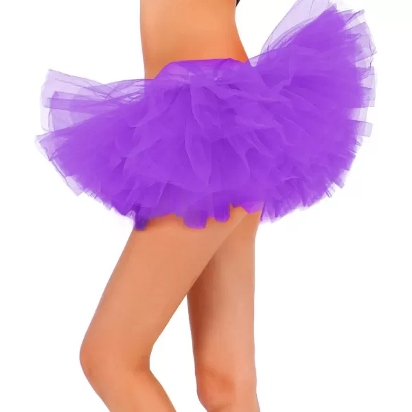 Womens Retro 5 Layers Tulle Cosplay Costume Dance Tutu SkirtPurple Tutu