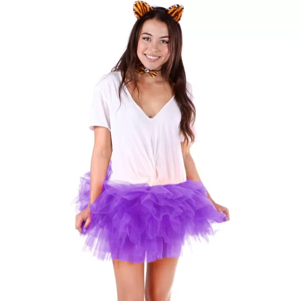Womens Retro 5 Layers Tulle Cosplay Costume Dance Tutu SkirtPurple Tutu