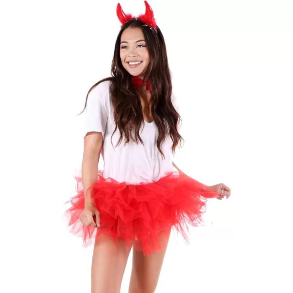 Womens Retro 5 Layers Tulle Cosplay Costume Dance Tutu SkirtRed Tutu