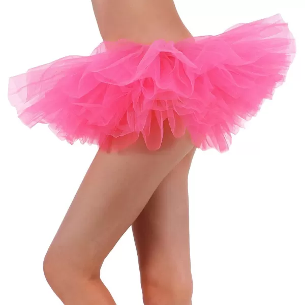 Womens Retro 5 Layers Tulle Cosplay Costume Dance Tutu SkirtRose Tutu