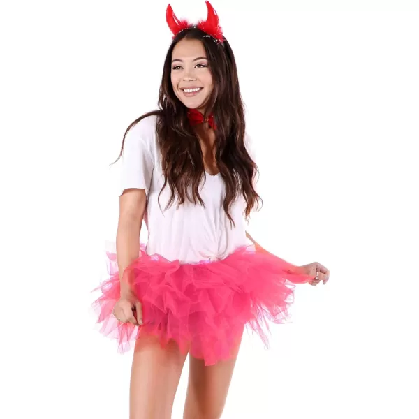 Womens Retro 5 Layers Tulle Cosplay Costume Dance Tutu SkirtRose Tutu