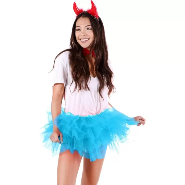 Womens Retro 5 Layers Tulle Cosplay Costume Dance Tutu SkirtSky Blue Tutu