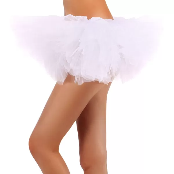 Womens Retro 5 Layers Tulle Cosplay Costume Dance Tutu SkirtWhite Tutu