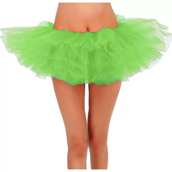Womens Retro 5 Layers Tulle Cosplay Costume Dance Tutu SkirtFluorescent Green Tutu