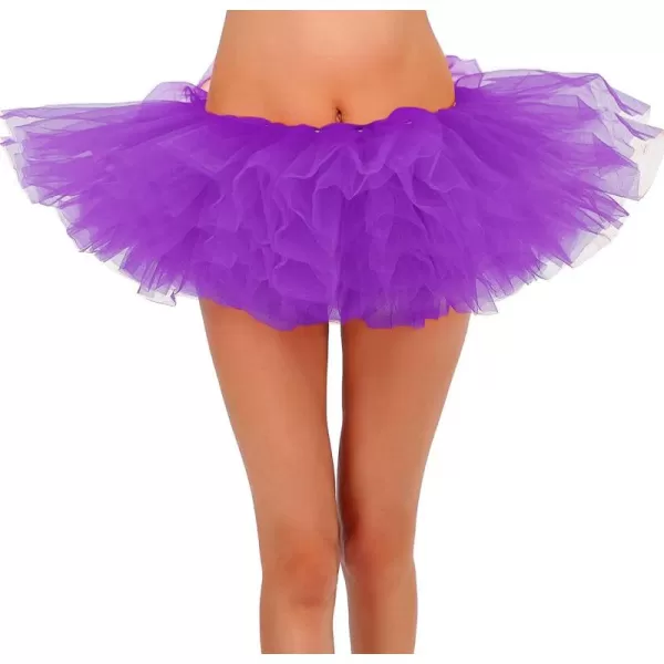 Womens Retro 5 Layers Tulle Cosplay Costume Dance Tutu SkirtPurple Tutu