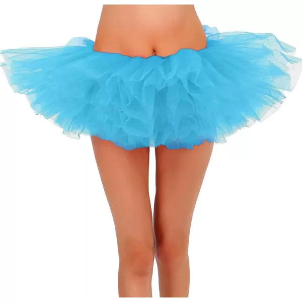 Womens Retro 5 Layers Tulle Cosplay Costume Dance Tutu SkirtSky Blue Tutu