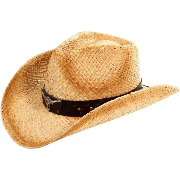 Verabella MenWomens Classic Western Cowboy Straw Hat wLeather BandBrown Band