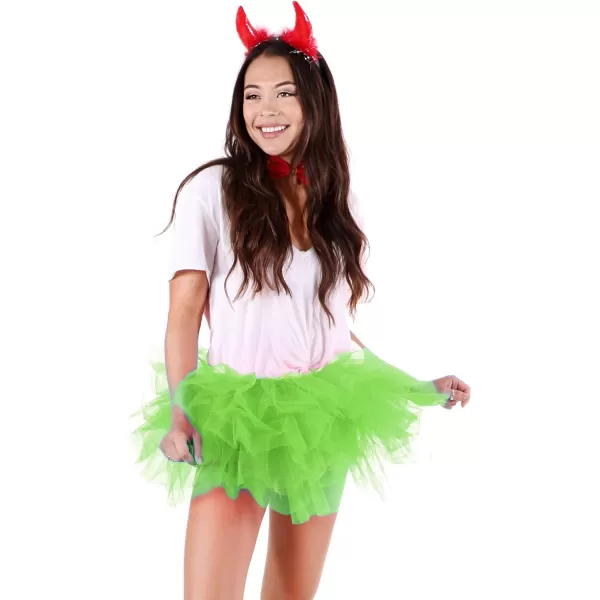 Womens Retro 5 Layers Tulle Cosplay Costume Dance Tutu SkirtFluorescent Green Tutu
