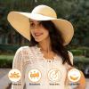 imageVerabella Sun Hats for Women UV Protection Wide Brim UPF 50 Foldable Floppy Straw Beach Hat with StrapMix Beigebraid Leather