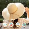 imageVerabella Sun Hats for Women UV Protection Wide Brim UPF 50 Foldable Floppy Straw Beach Hat with StrapMix Beigebraid Leather