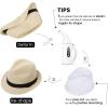 imageVerabella Straw Fedora Hat for Women ampamp Men Foldable Short Brim Trilby Beach Sun HatBeige