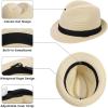 imageVerabella Straw Fedora Hat for Women ampamp Men Foldable Short Brim Trilby Beach Sun HatBeige