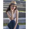 imageVerabella Straw Fedora Hat for Women ampamp Men Foldable Short Brim Trilby Beach Sun HatNatural