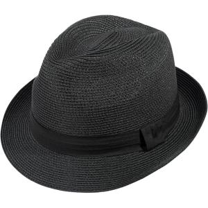 imageVerabella Straw Fedora Hat for Women ampamp Men Foldable Short Brim Trilby Beach Sun HatBlack