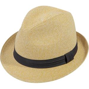 imageVerabella Straw Fedora Hat for Women ampamp Men Foldable Short Brim Trilby Beach Sun HatMix Beige