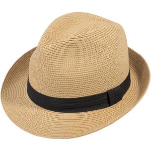 imageVerabella Straw Fedora Hat for Women ampamp Men Foldable Short Brim Trilby Beach Sun HatNatural